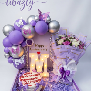 Luxury Anniversary Gift Box with Flowers, Cake & LED Decor | Libazly
